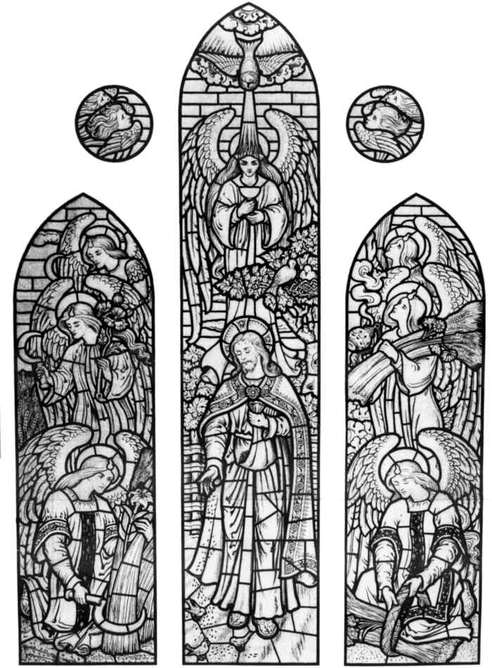 Illustrated design for the stained glass for Lledrod Parish Church