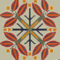 Geometric Arts and Crafts embroidery pattern with repeating border design