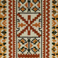 Decorative tapestry panel with symmetrical Arts and Crafts ornamentation