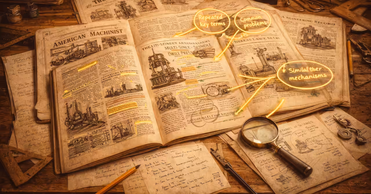 Trade journals and notes revealing patterns and usable ideas