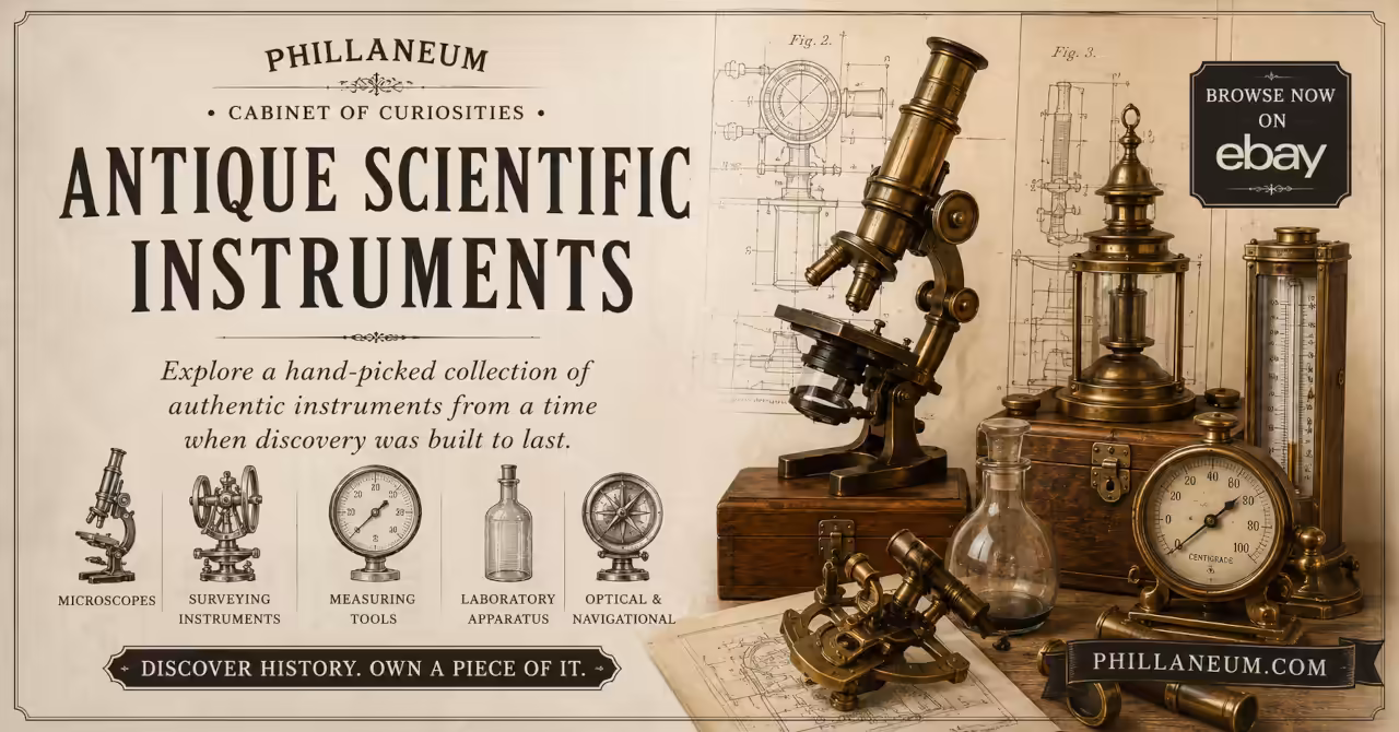 Vintage eBay banner with antique scientific instruments