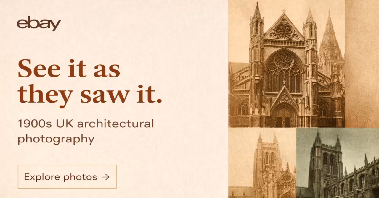 eBay banner promoting searches for 1900s UK architectural photography