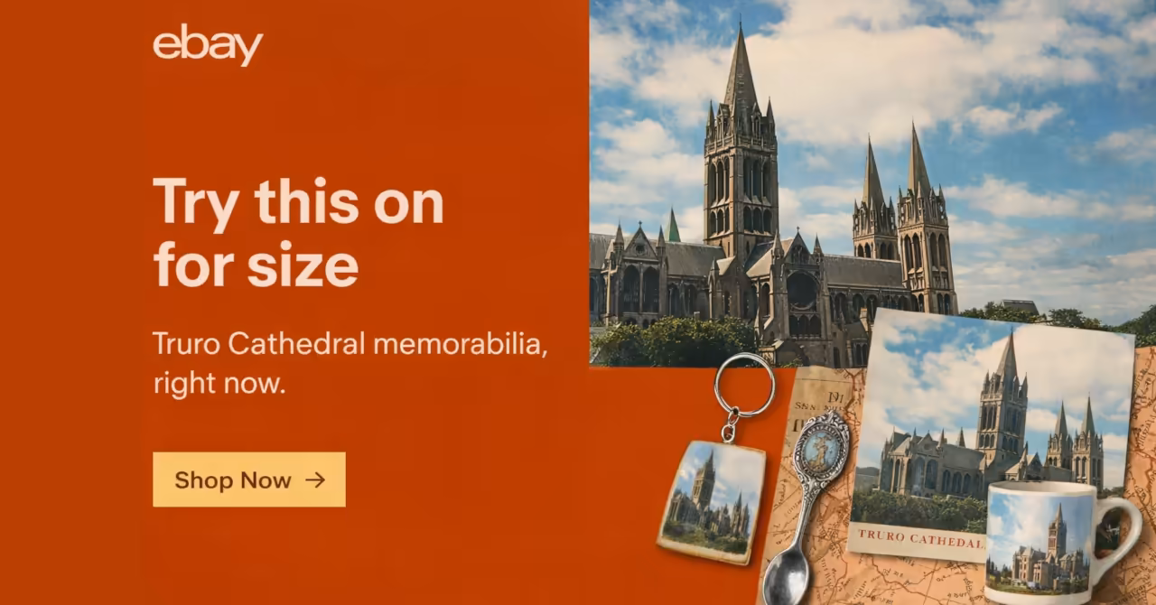 eBay banner promoting searches for Truro Cathedral UK