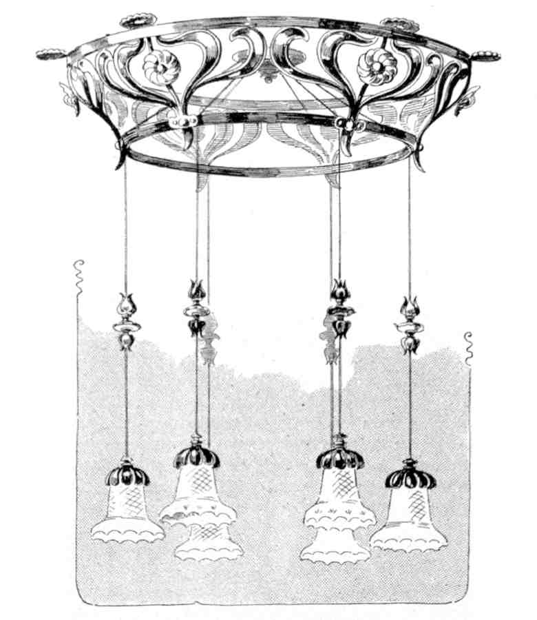 Victorian 6-pendant Electrolier, circa 1902