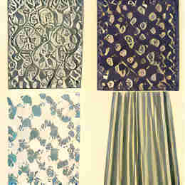 1902 English home textile patterns with blues