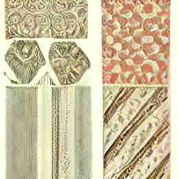 1902 English home textile patterns with reds