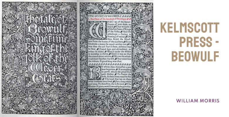 beowulf kelmscott printed pages